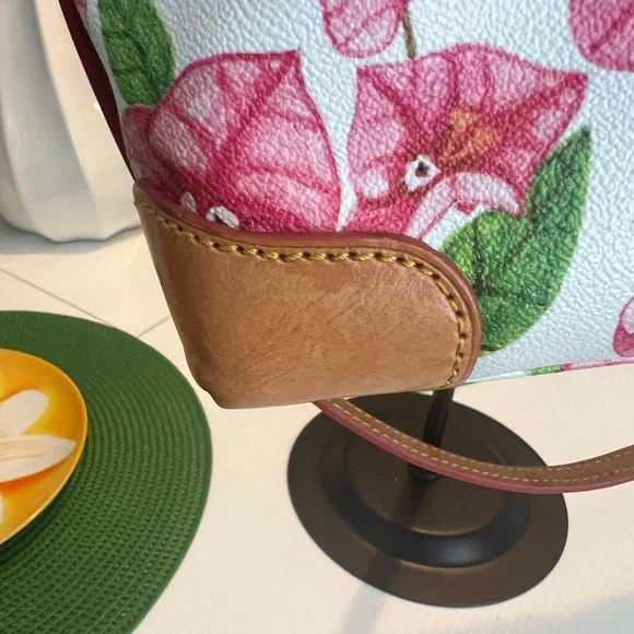 Dooney & Bourke Pink & Green Floral Satchel (includes the shoulder strap) - Picture 5 of 12